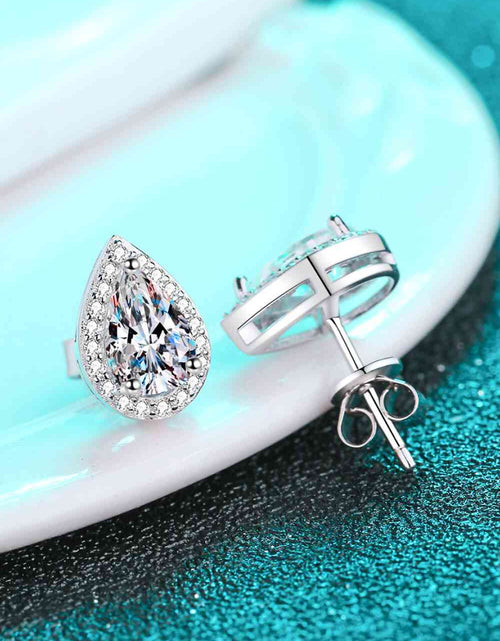 Load image into Gallery viewer, Moissanite Teardrop Stud Earrings
