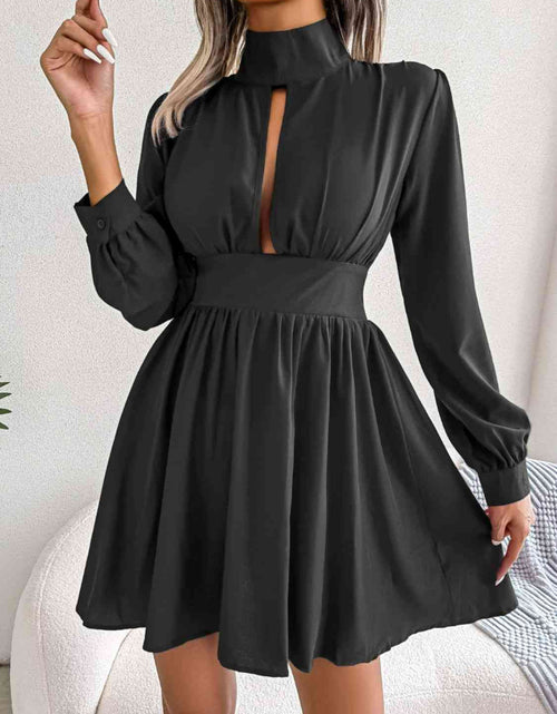 Load image into Gallery viewer, Cutout Turtleneck A-Line Mini Dress
