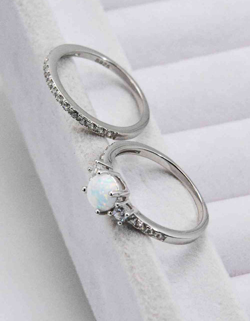 Load image into Gallery viewer, 925 Sterling Silver Opal Split Shank Ring
