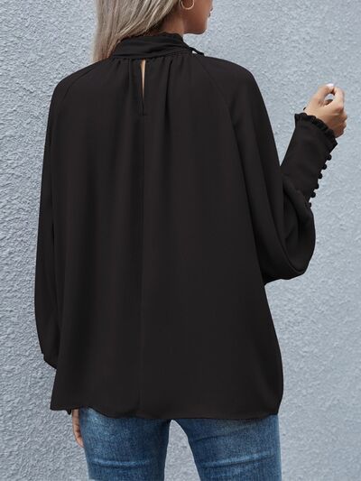 Load image into Gallery viewer, Tie Neck Lantern Sleeve Blouse
