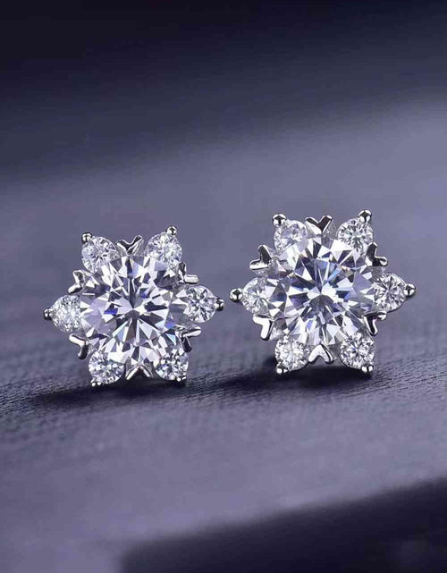 Load image into Gallery viewer, 2 Carat Moissanite Floral Stud Earrings
