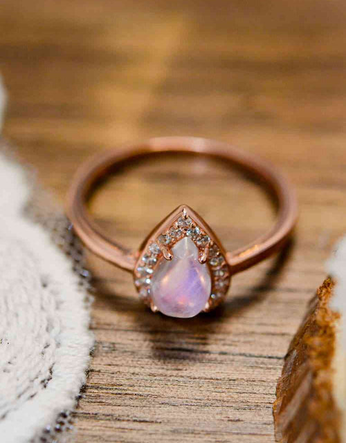 Load image into Gallery viewer, Moonstone Teardrop 925 Sterling Silver Halo Ring
