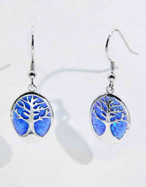 Load image into Gallery viewer, Opal Blue Platinum-Plated Drop Earrings
