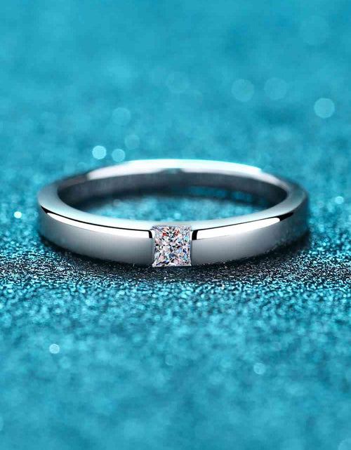 Load image into Gallery viewer, Inlaid Moissanite Rhodium-Plated Ring
