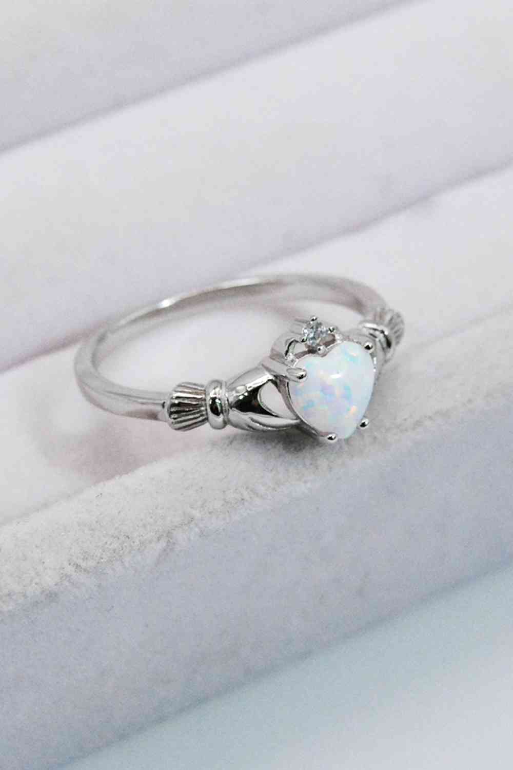 925 Sterling Silver Heart Opal Ring