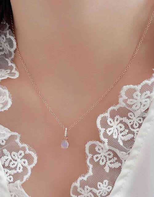 Load image into Gallery viewer, High Quality Natural Moonstone Teardrop Pendant 925 Sterling Silver Necklace
