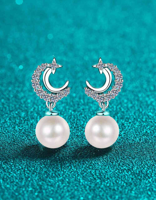 Load image into Gallery viewer, Moissanite Pearl Drop Earrings
