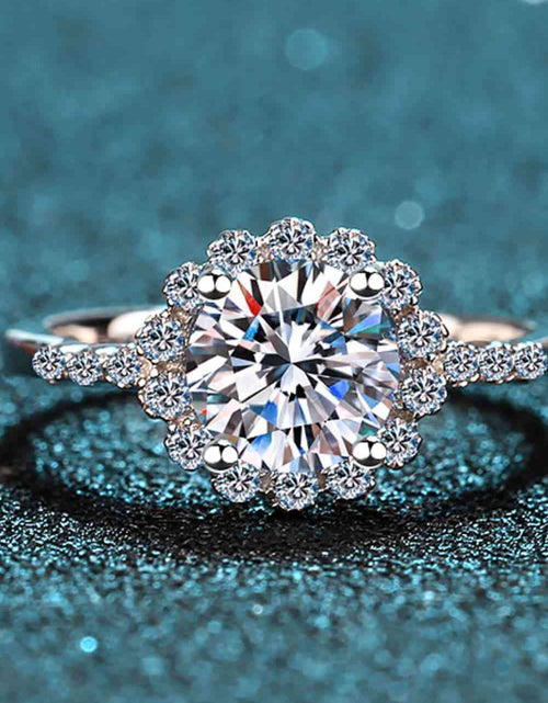 Load image into Gallery viewer, 1 Carat Moissanite Rhodium-Plated Halo Ring
