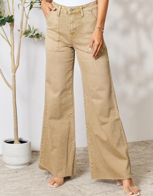 Load image into Gallery viewer, BAYEAS Raw Hem Wide Leg Jeans
