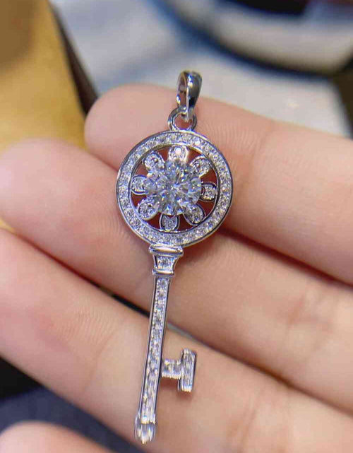 Load image into Gallery viewer, 1 Carat Moissanite Platinum-Plated Key Pendant Necklace
