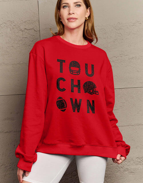 Load image into Gallery viewer, Simply Love Full Size TOUCHDOWN Long Sleeve Sweatshirt
