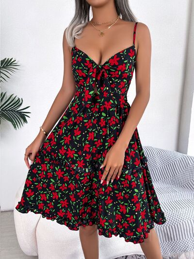 Load image into Gallery viewer, Printed Plunge Cap Sleeve Cami Dress
