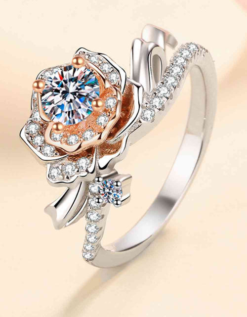 Load image into Gallery viewer, 925 Sterling Silver Rose-Shaped Moissanite Ring
