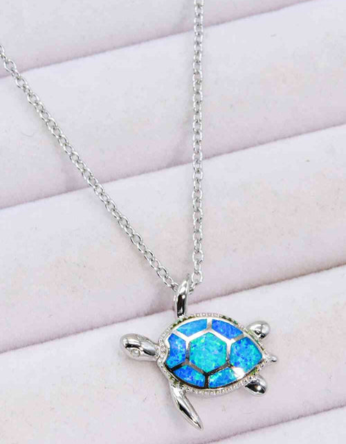 Load image into Gallery viewer, Opal Turtle Pendant Chain-Link Necklace
