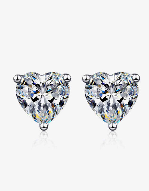 Load image into Gallery viewer, 2 Carat Moissanite Heart-Shaped Stud Earrings
