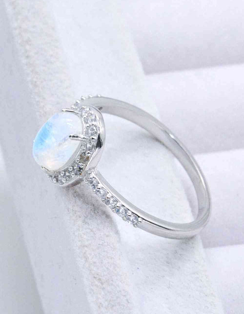 Load image into Gallery viewer, 925 Sterling Silver Natural Moonstone Halo Ring
