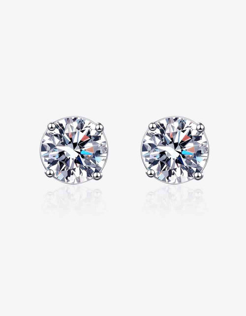 Load image into Gallery viewer, 2 Carat Moissanite Rhodium-Plated Stud Earrings
