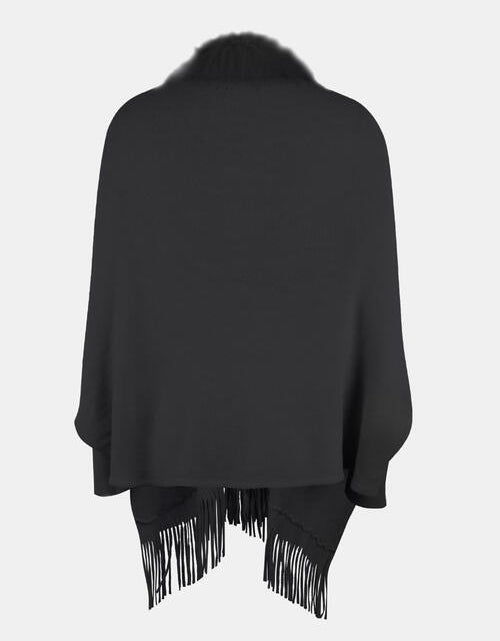 Load image into Gallery viewer, Fringe Open Front Long Sleeve Poncho
