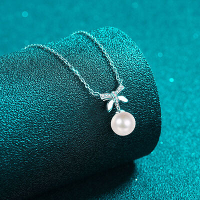 Load image into Gallery viewer, Natural Pearl Pendant Moissanite 925 Sterling Silver Necklace
