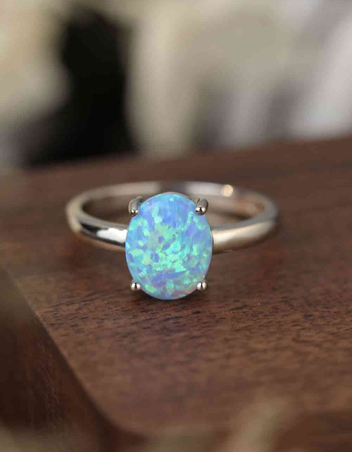 Load image into Gallery viewer, 925 Sterling Silver Opal Solitaire Ring
