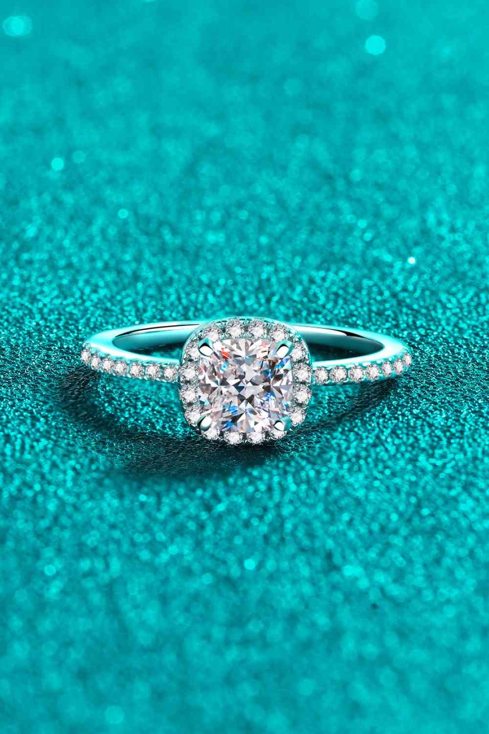 1 Carat Moissanite 925 Sterling Silver Halo Ring