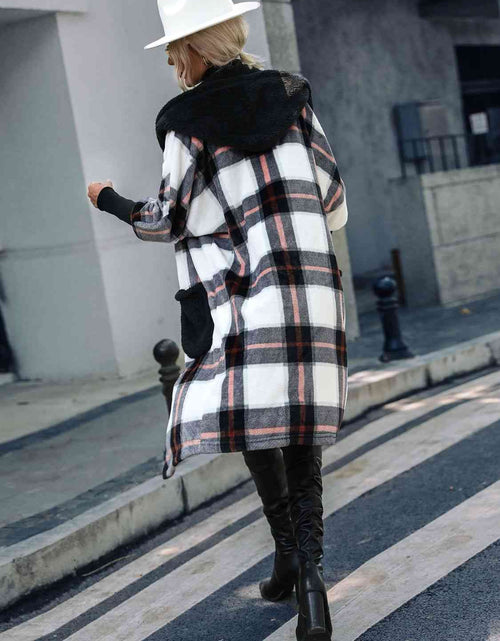 Load image into Gallery viewer, Plaid Button Down Hooded Jacket
