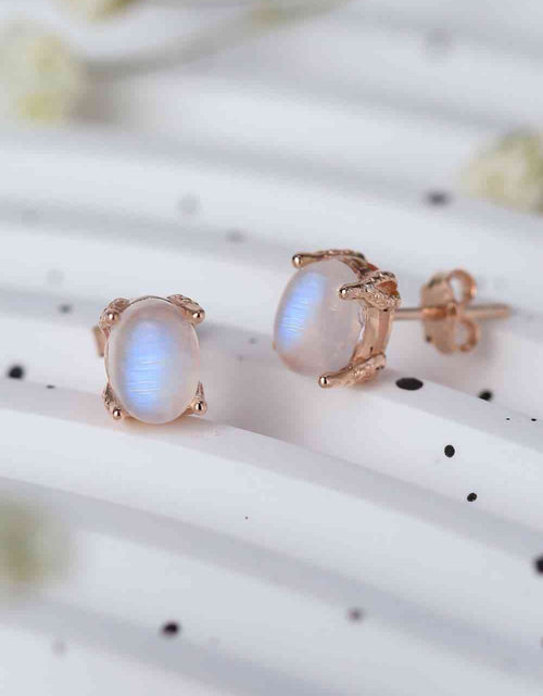 Load image into Gallery viewer, High Quality Natural Moonstone 925 Sterling Silver Stud Earrings
