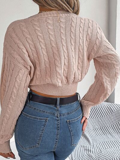 Load image into Gallery viewer, Twisted Cable-Knit V-Neck Sweater
