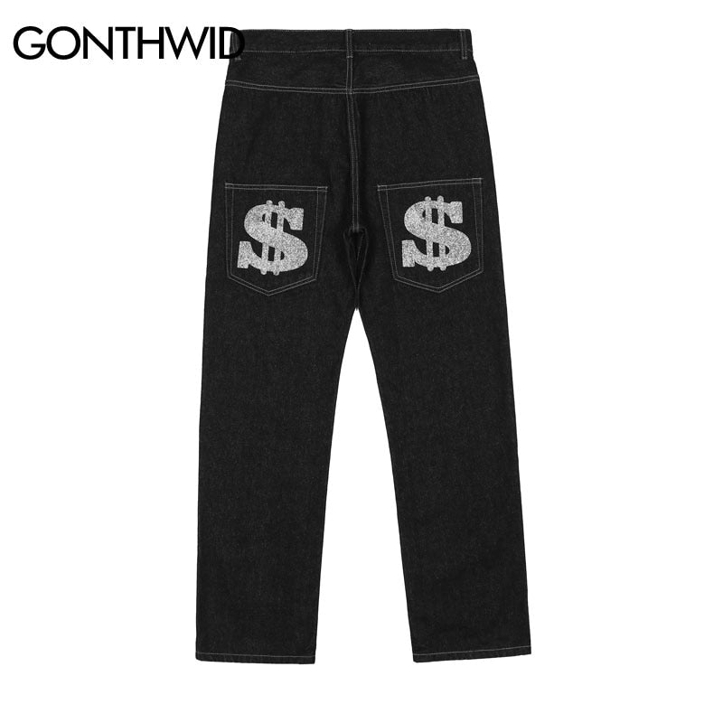 Men's Casual Loose Black Trousers