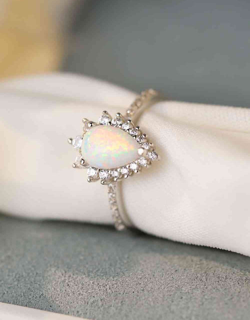 Load image into Gallery viewer, Platinum-Plated Opal Pear Shape Ring
