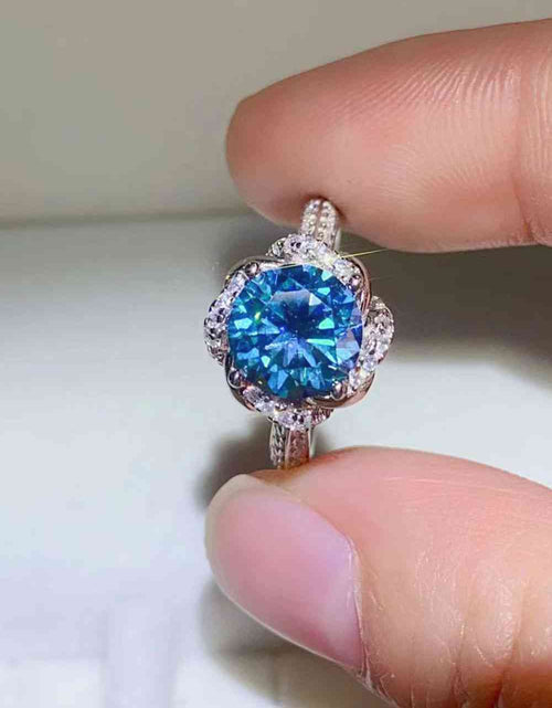 Load image into Gallery viewer, 2 Carat Cobalt Blue Moissanite 925 Sterling Silver Ring
