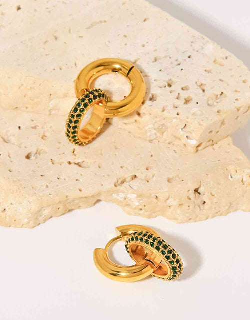 Load image into Gallery viewer, 18K Gold-Plated Inlaid Zircon Double-Hoop Earrings
