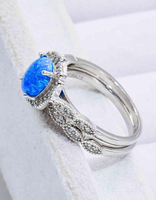 Load image into Gallery viewer, 2-Piece 925 Sterling Silver Opal Ring Set
