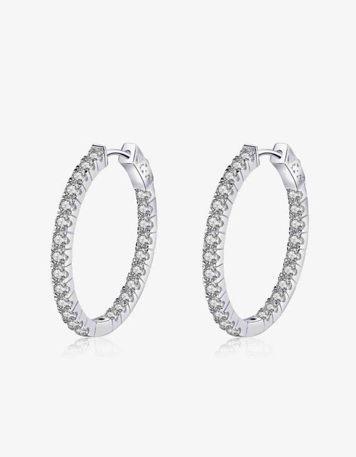 Load image into Gallery viewer, Moissanite Rhodium-Plated Hoop Earrings
