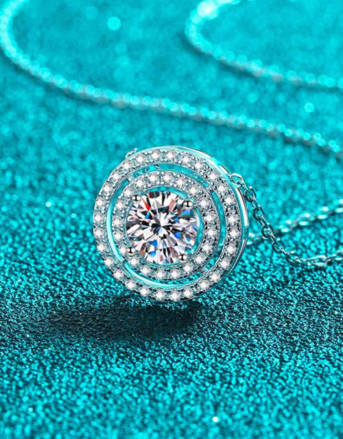 Load image into Gallery viewer, Moissanite Round Pendant Rhodium-Plated Necklace
