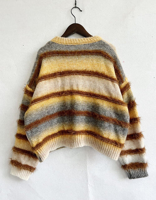 Load image into Gallery viewer, Striped Round Neck Long Sleeve Sweater
