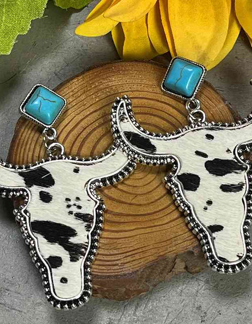 Load image into Gallery viewer, Bull Shape Turquoise Dangle Earrings
