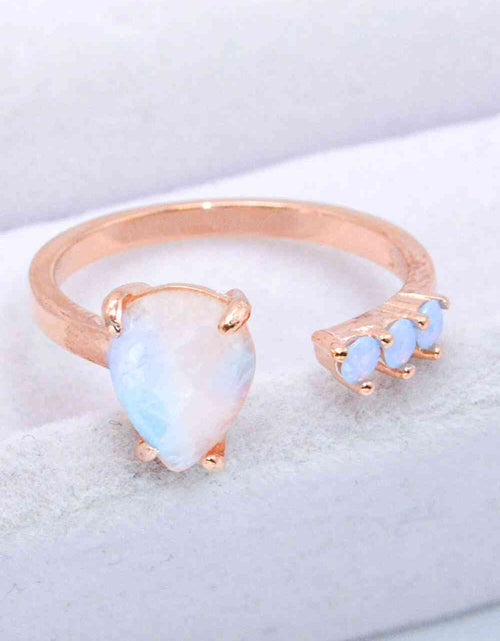 Load image into Gallery viewer, 18K Rose Gold-Plated Moonstone Open Ring
