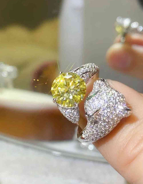 Load image into Gallery viewer, 2 Carat Yellow Moissanite Animal Bypass Ring
