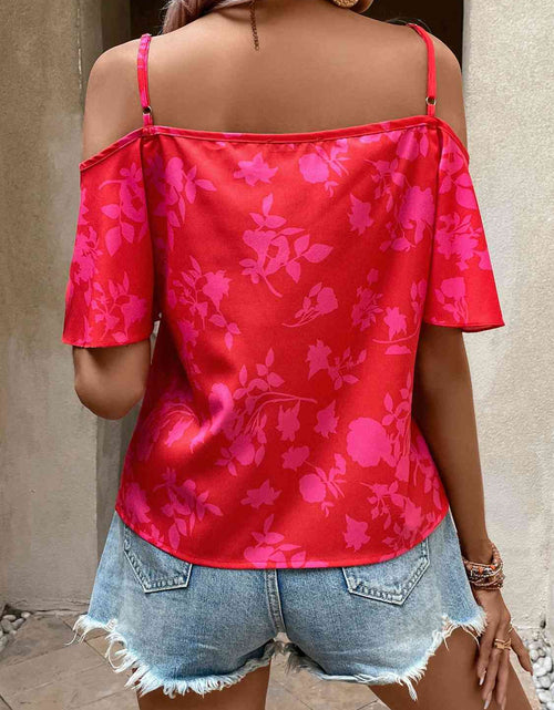 Load image into Gallery viewer, Cold Shoulder Short Flare Sleeve Blouse
