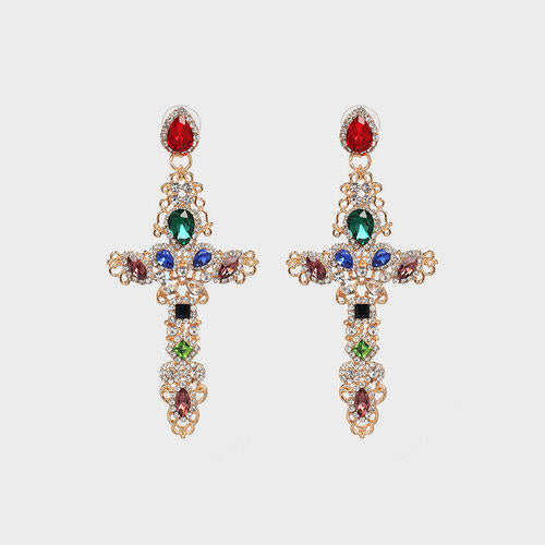 Load image into Gallery viewer, Rhinestone Alloy Cross Earrings
