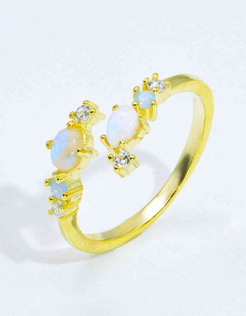 Load image into Gallery viewer, Natural Moonstone and Zircon Open Ring
