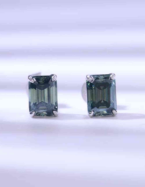 Load image into Gallery viewer, 2 Carat Moissanite Stud Earrings in Green
