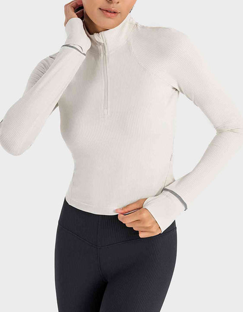 Load image into Gallery viewer, Mock Neck Half Zip Long Sleeve Sport Top
