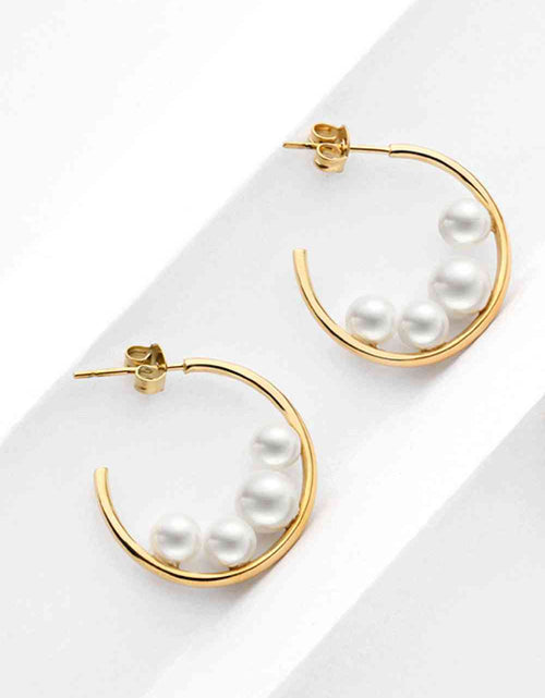 Load image into Gallery viewer, Can&#39;t Stop Your Shine Pearl C-Hoop Earrings
