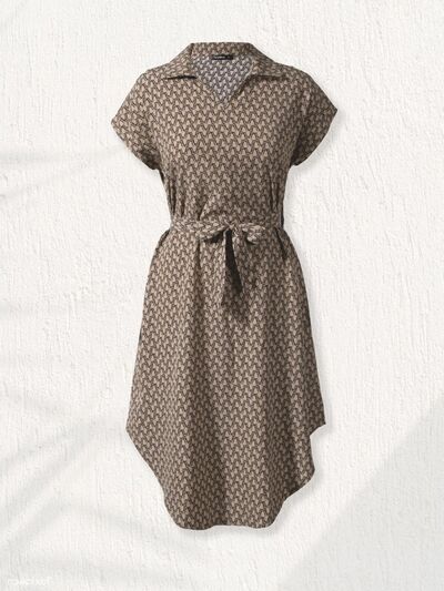 Load image into Gallery viewer, Tied Printed Johnny Collar Dress
