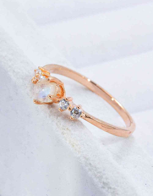 Load image into Gallery viewer, Natural Moonstone and Zircon 18K Rose Gold-Plated Ring
