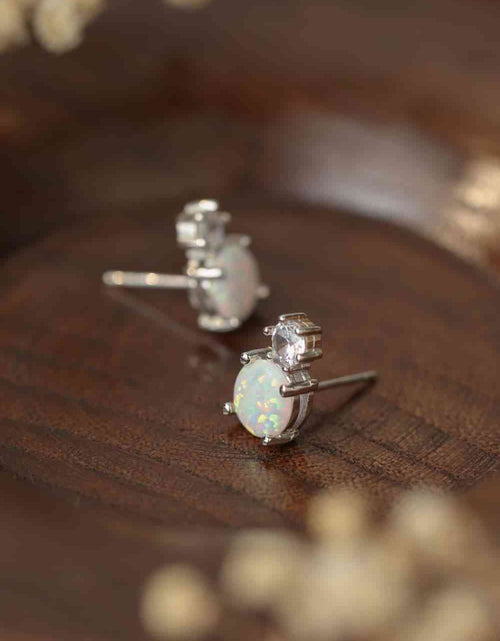 Load image into Gallery viewer, 4-Prong Opal Stud Earrings
