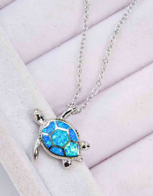 Load image into Gallery viewer, Opal Turtle Pendant Chain-Link Necklace
