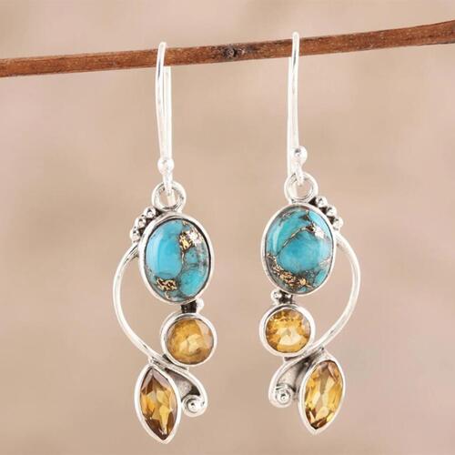 Load image into Gallery viewer, Geometric Alloy Dangle earrings
